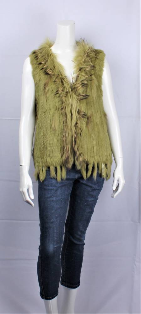 Alice & Lily real rabbit fur tassel vest lime STYLE: SC/4374LIM